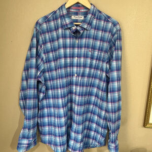 Tommy Bahama Men's Size XL The Siesta Key Shirt Pink Plaid Long Sleeve Nylon spa